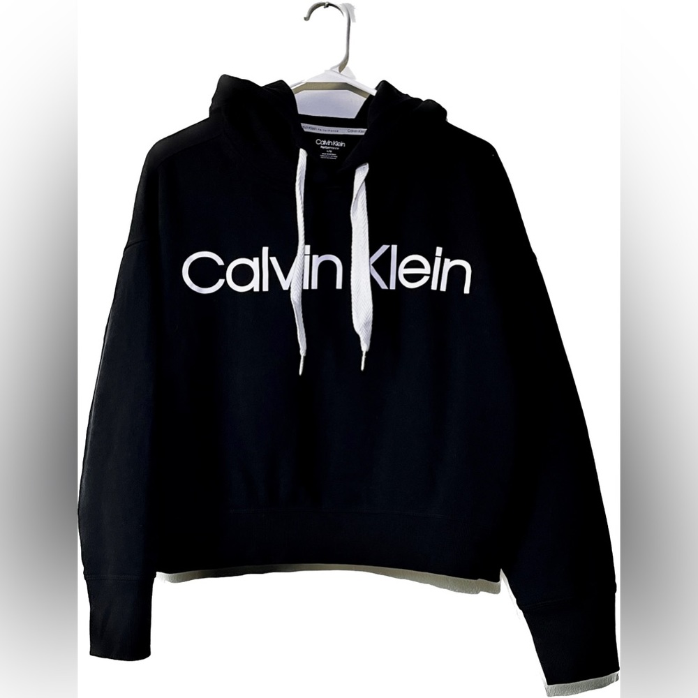 Calvin Klein Performance Black Drawstring Pullover Hoodie | Large